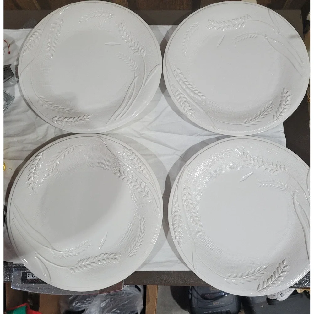(4) PIER 1 Harvest Wheat Dinner Plates- Approximately 11
